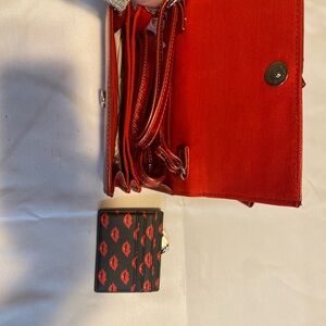 Red wallet and card holder